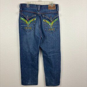 Vintage Coogi Australia Blue Denim Embroidered Pockets Straight Leg Jeans 36x34